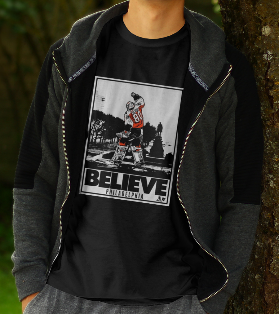 Dan Vladar 80 Jersey Believe Philadelphia Statue Hockey Scene T-Shirt