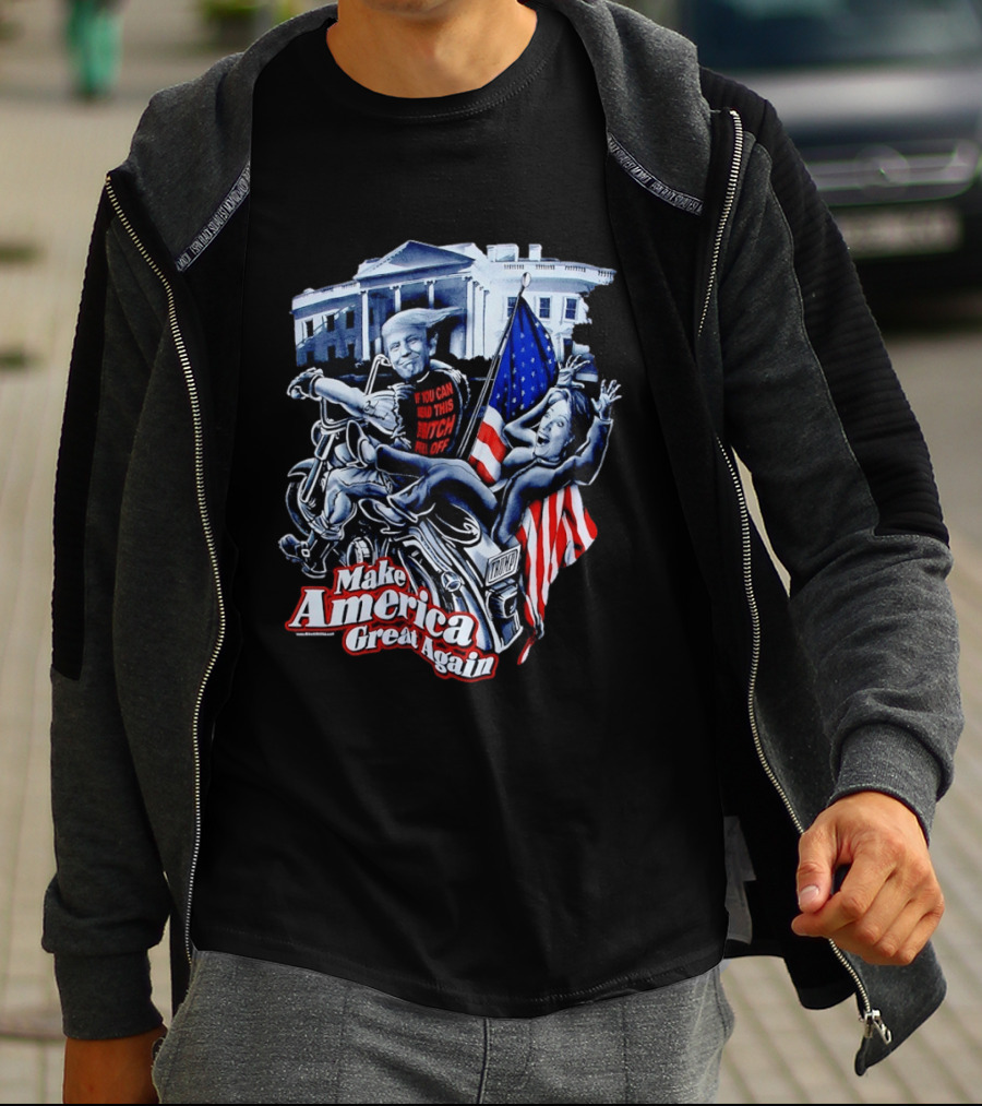 Make America Great Again Trump Motorcycle White House Flag T-Shirt