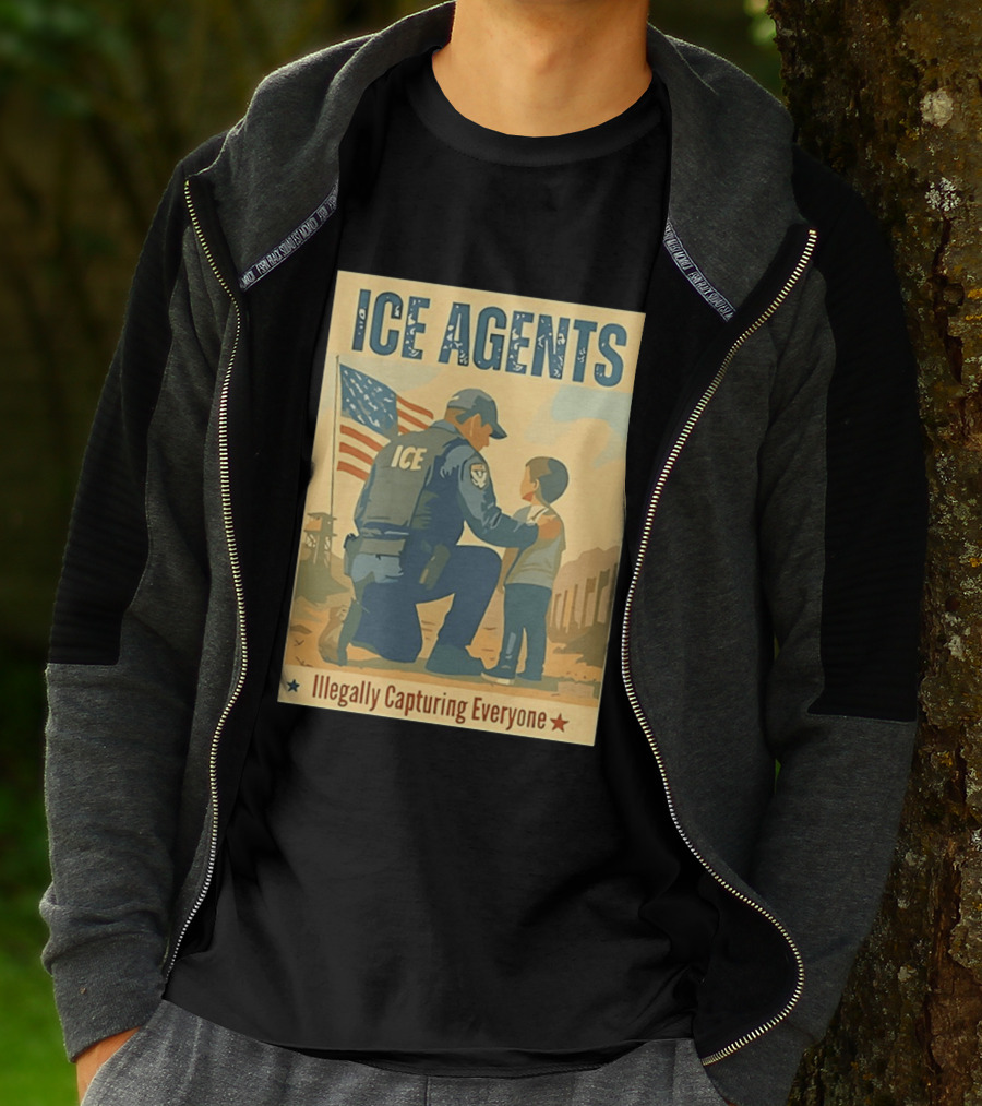 ICE Agents Illegally Capturing Everyone American Flag T-Shirt