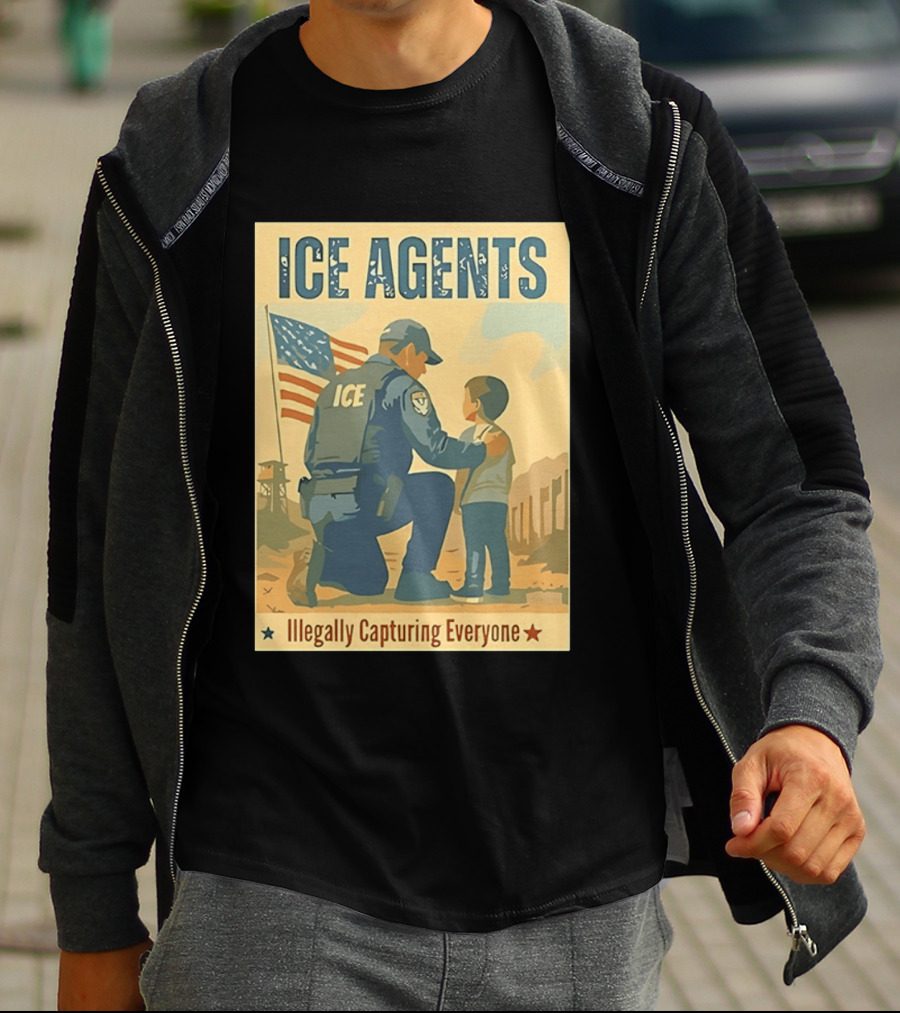 ICE Agents Illegally Capturing Everyone American Flag T-Shirt