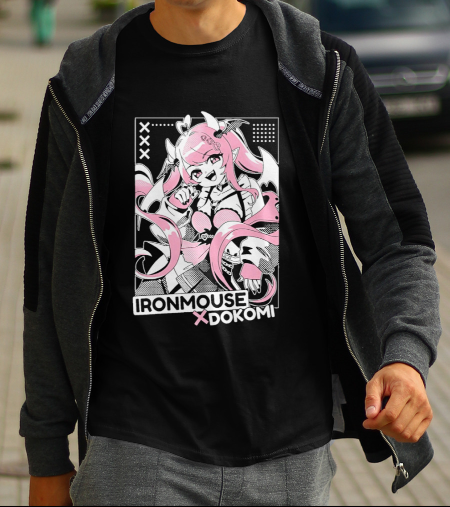 Ironmouse X Dokomi Exclusive Anime Pink Aesthetic T-Shirt