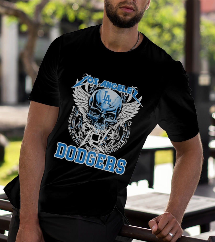 Los Angeles Dodgers Skull Wings And Chains T-Shirt