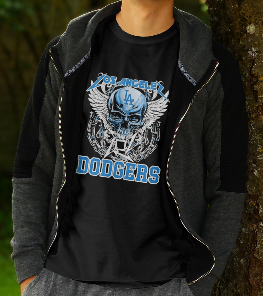 Los Angeles Dodgers Skull Wings And Chains T-Shirt