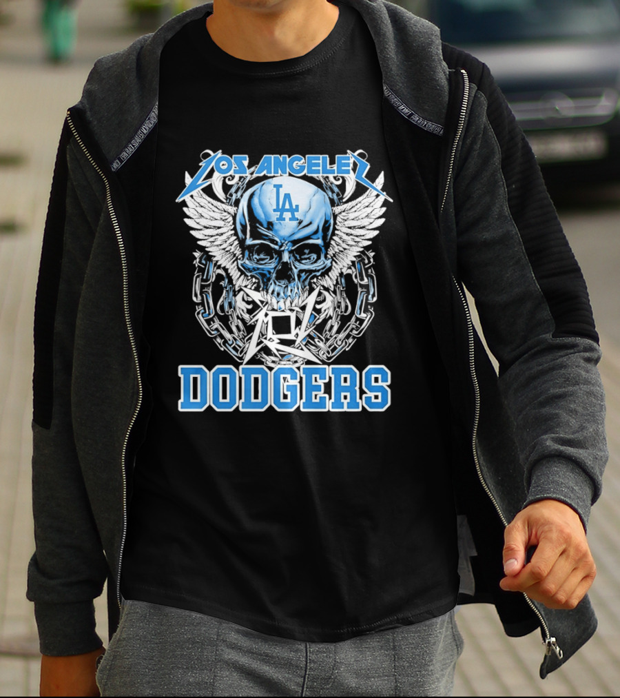 Los Angeles Dodgers Skull Wings And Chains T-Shirt
