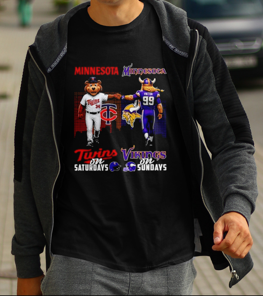 Minnesota Twins Saturdays Vs Vikings Sundays Sports Mashup T-Shirt