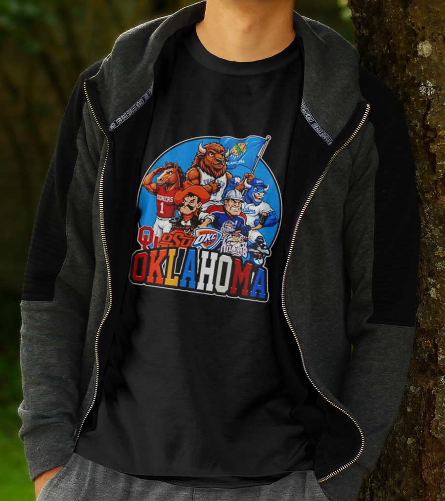 Oklahoma Sooners Cowboys Thunder Oilers Mascot Collage T-Shirt