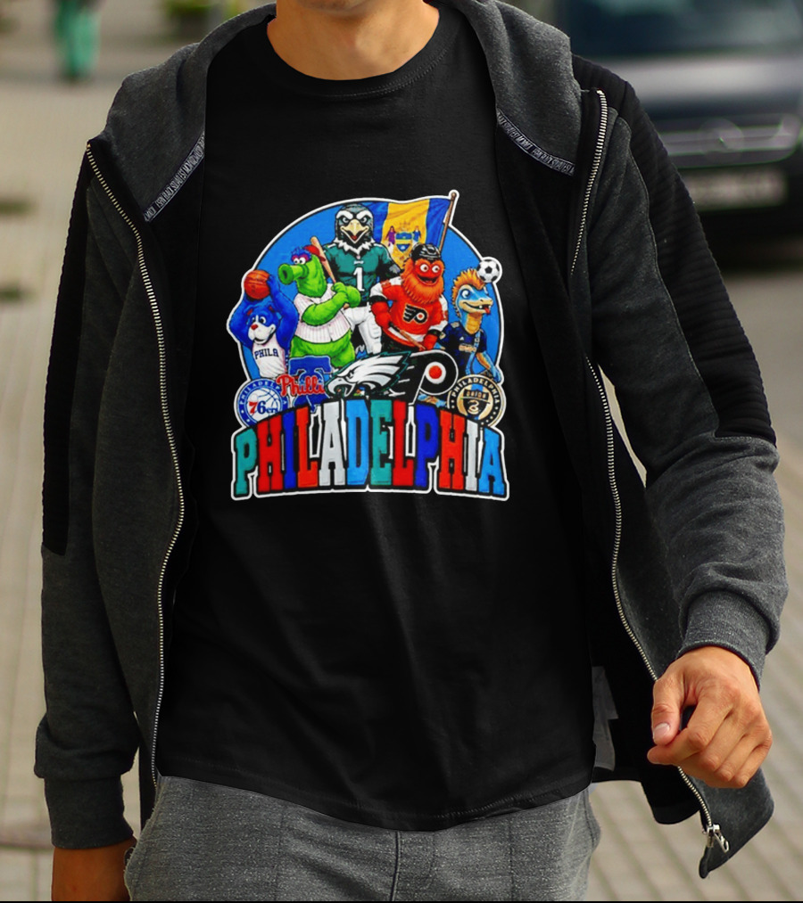 Philadelphia Philly Teams Mascot Eagles Flyers Phillies Sixers Union 76ers T-Shirt