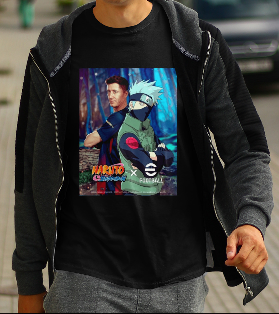 Naruto Shippuden X EFootball Featuring Robert Lewandowski And Kakashi 2026 T-Shirt