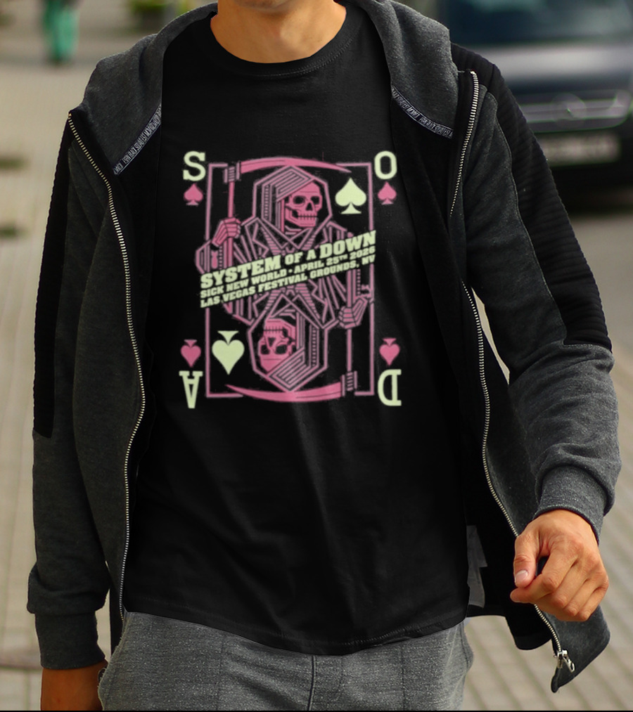 SOAD April 25th 2026 Las Vegas Playing Card Skull T-Shirt