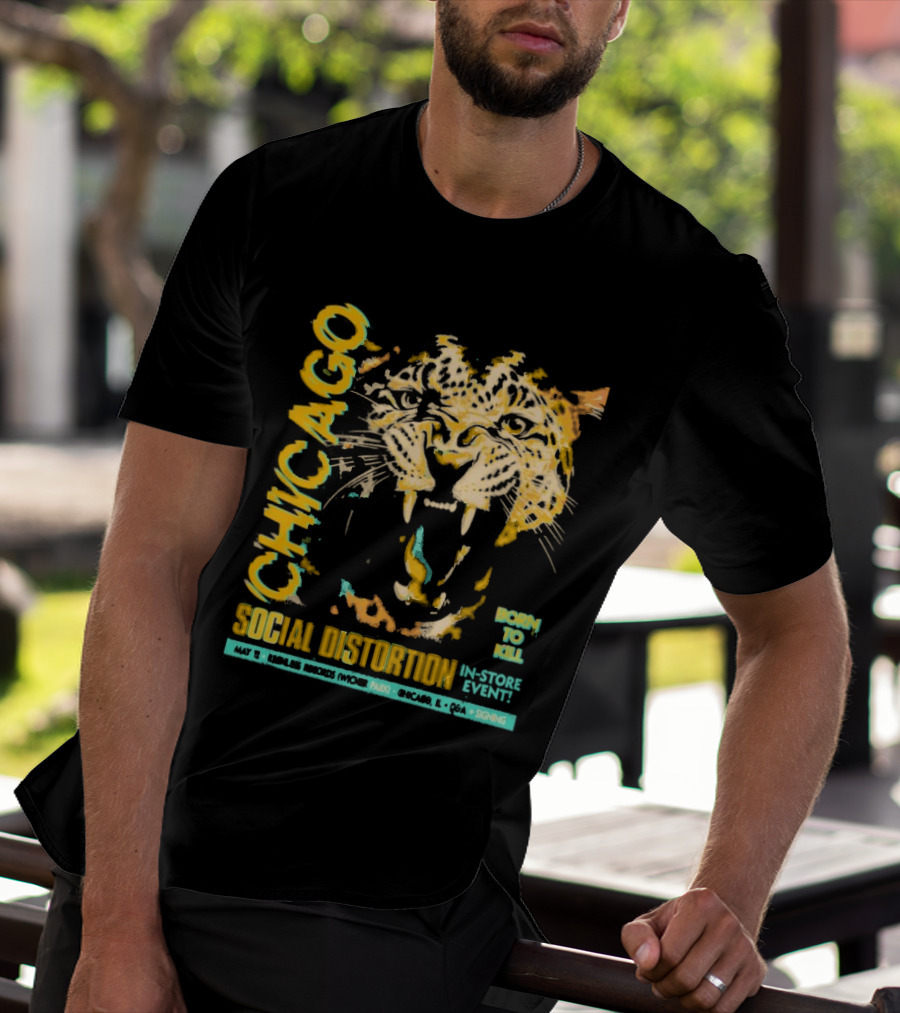 Social Distortion May 12 2025 Chicago IL Born To Kill Tiger T-Shirt