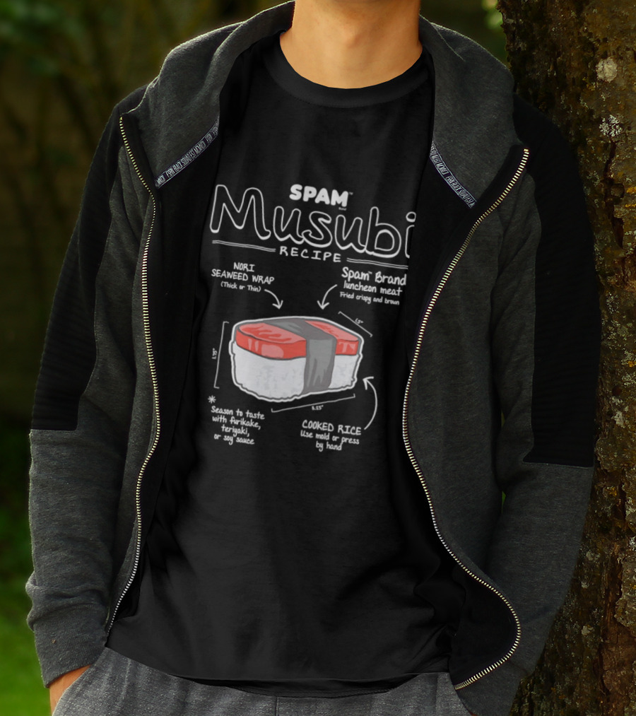 Spam Musubi Recipe Nori Seaweed Wrap Spam Brand Luncheon Meat Cooked Rice T-Shirt