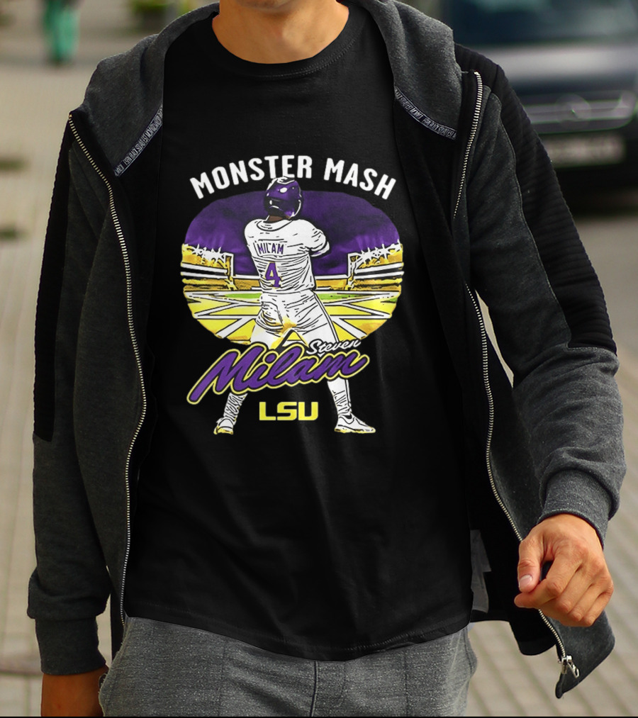 Monster Mash Steven Milam LSU Tigers Caricature NIL T-Shirt