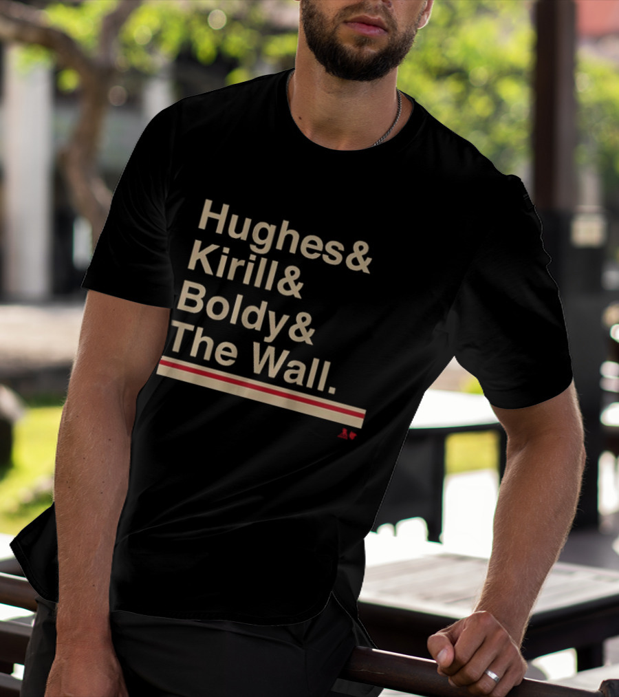 Hughes Kirill Boldy The Wall Minnesota Hockey Ampersand T-Shirt