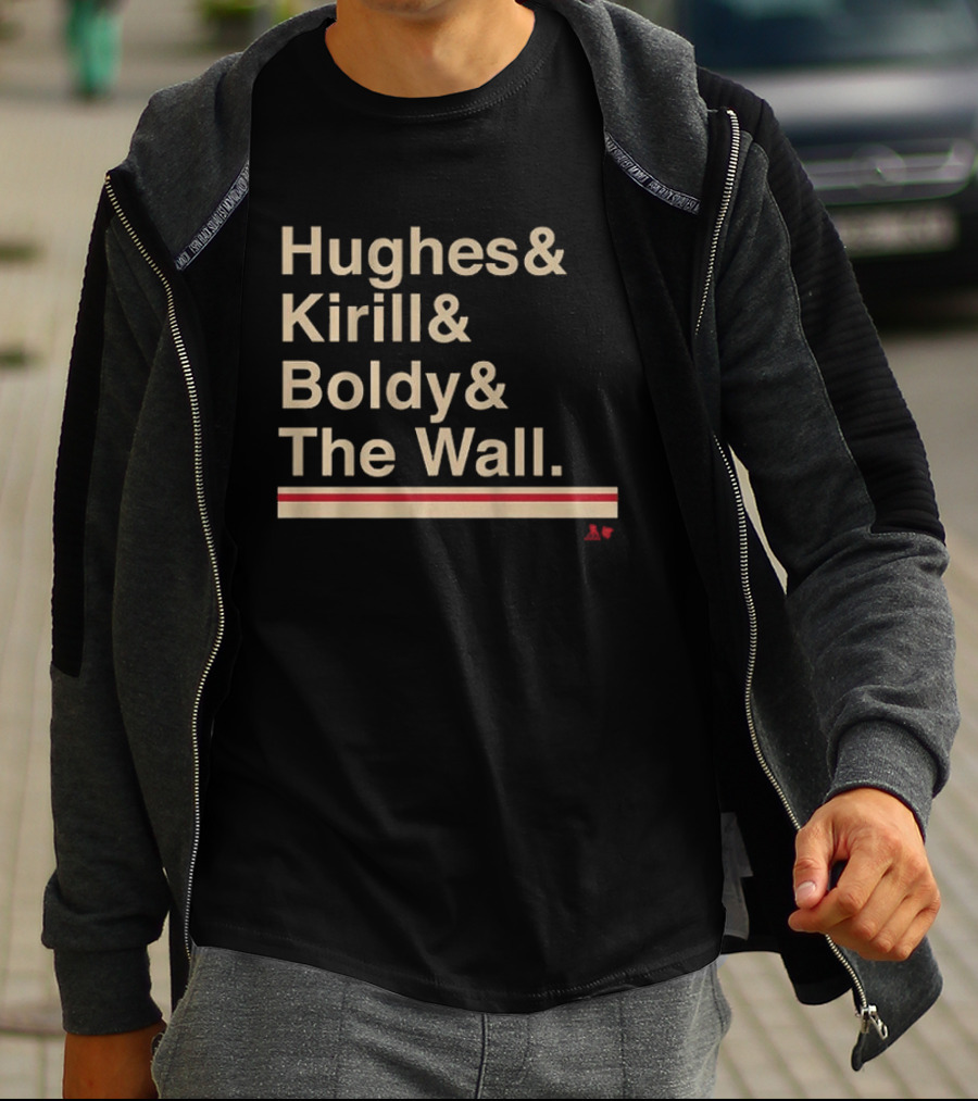 Hughes Kirill Boldy The Wall Minnesota Hockey Ampersand T-Shirt