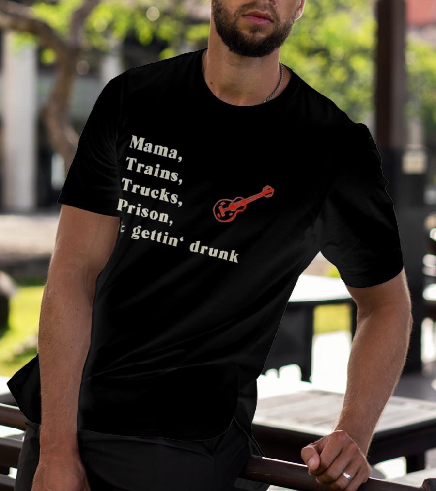 David Allan Coe Mama Trains Trucks Prison Getting Drunk Legend With Guitar T-Shirt