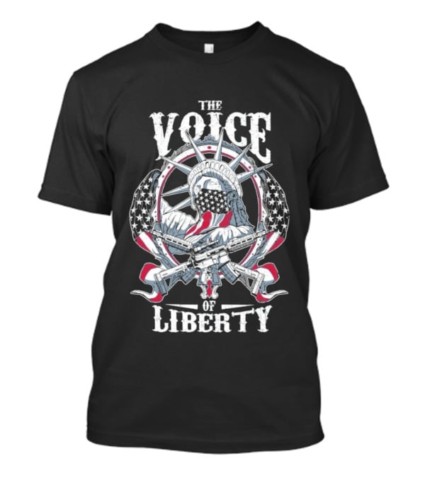 The Voice Of Liberty 2026 Patriotic Emblem Statue And Flag T-Shirt