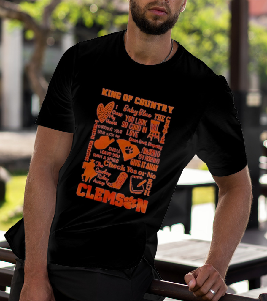 King Of Country Clemson Tigers Baby Blue Amarillo Check Yes Or No T-Shirt
