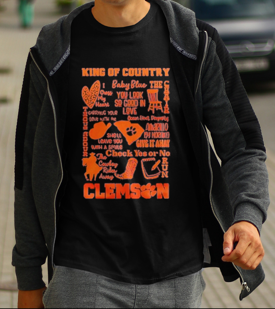 King Of Country Clemson Tigers Baby Blue Amarillo Check Yes Or No T-Shirt