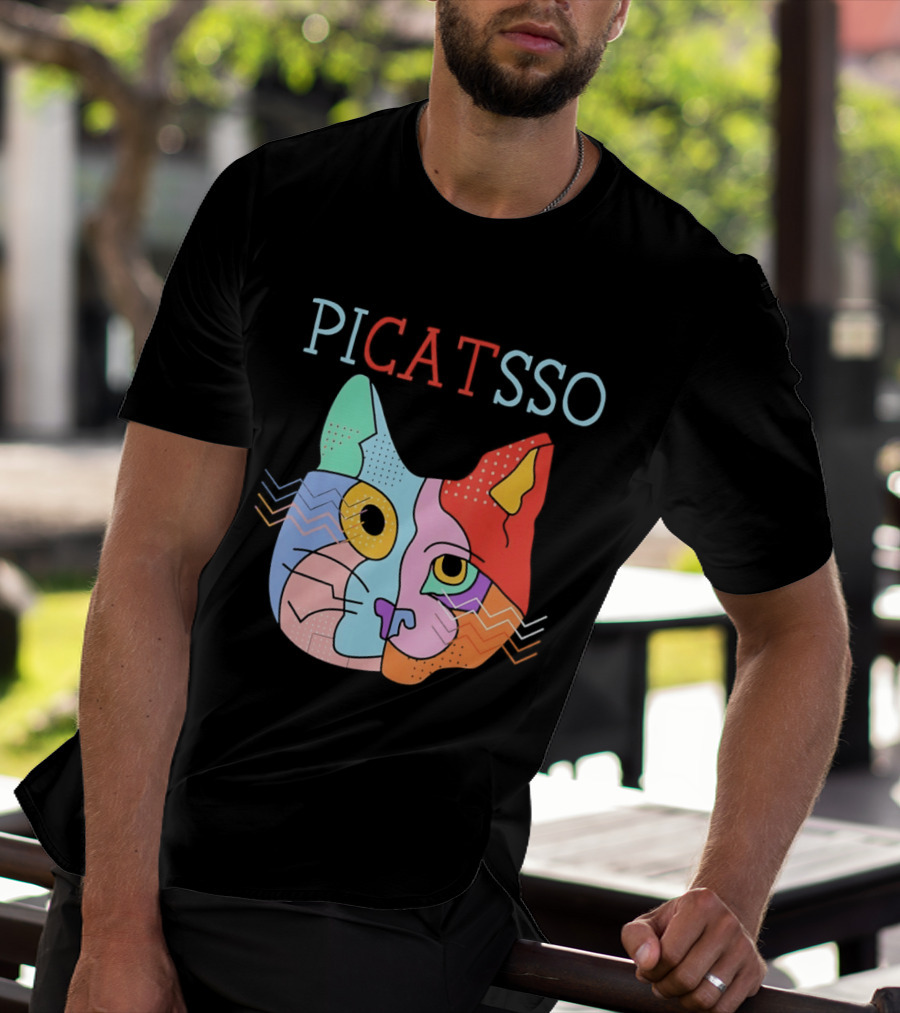 Picatsso Cat Colorful Cubist Style Artistry T-Shirt