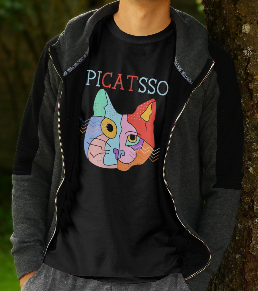 Picatsso Cat Colorful Cubist Style Artistry T-Shirt