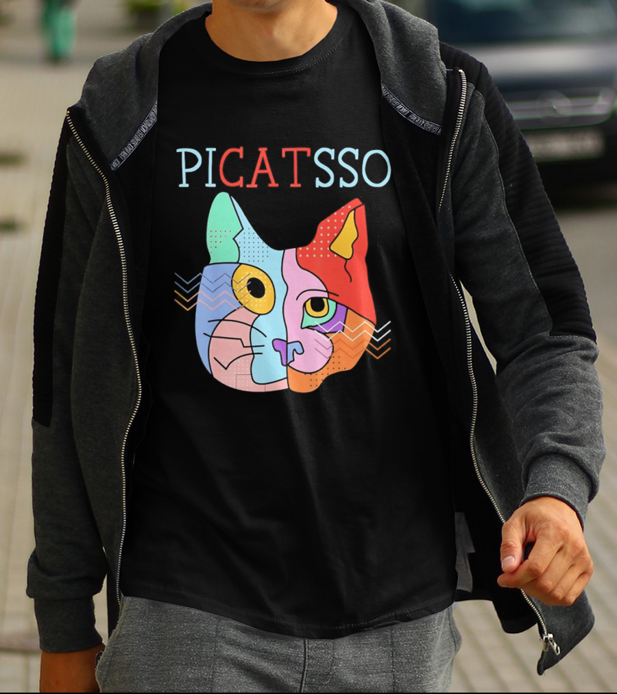 Picatsso Cat Colorful Cubist Style Artistry T-Shirt