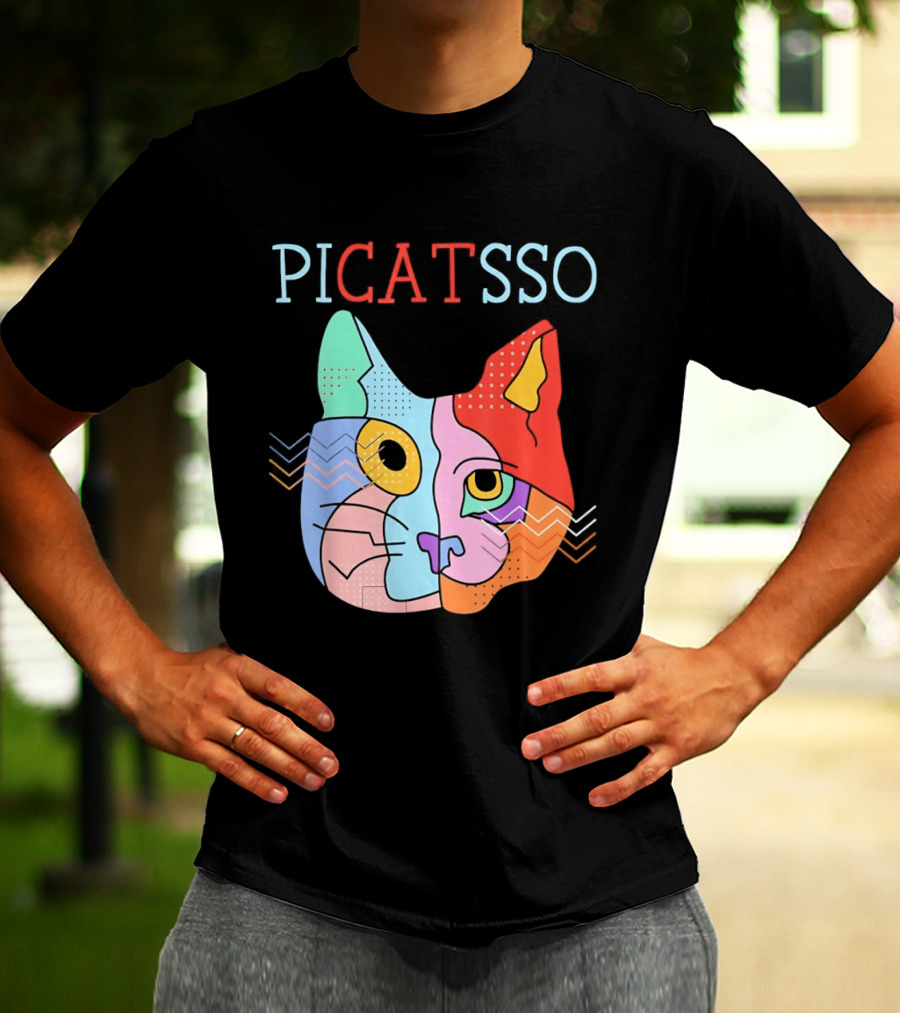 Picatsso Cat Colorful Cubist Style Artistry T-Shirt