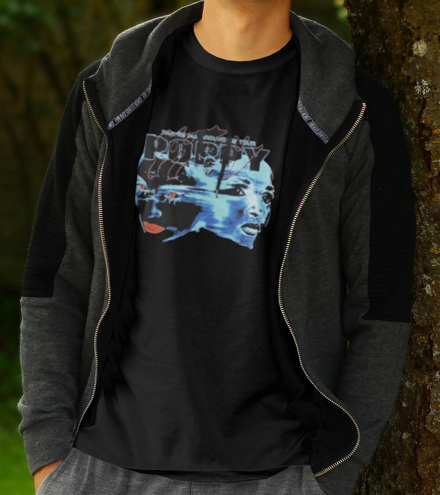 Poppy Split Poppy They're All Around Us Red Eyes Dual Faces Blue Tone T-Shirt