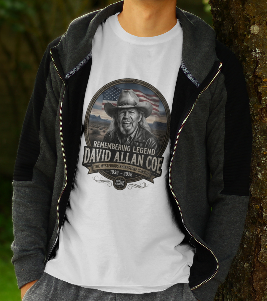 David Allan Coe Remembering Legend The Mysterious Rhinestone Cowboy 1939 2026 Outlaw Country T-Shirt