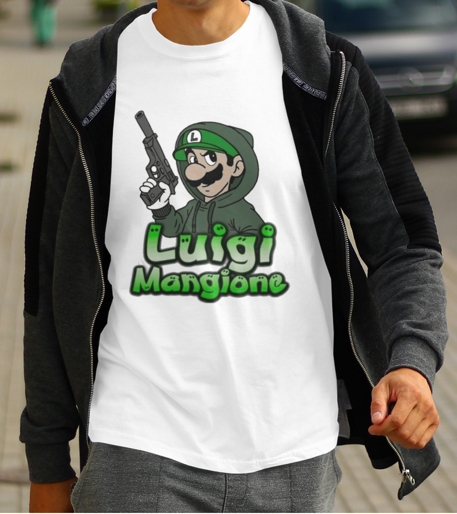 Luigi Mangione Super Mario Gun T-Shirt