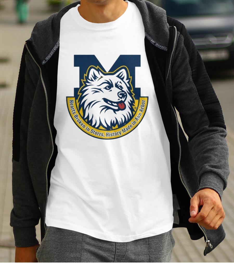 Michigan Hearts Broken In Storrs History Made In Ann Arbor Wolf T-Shirt