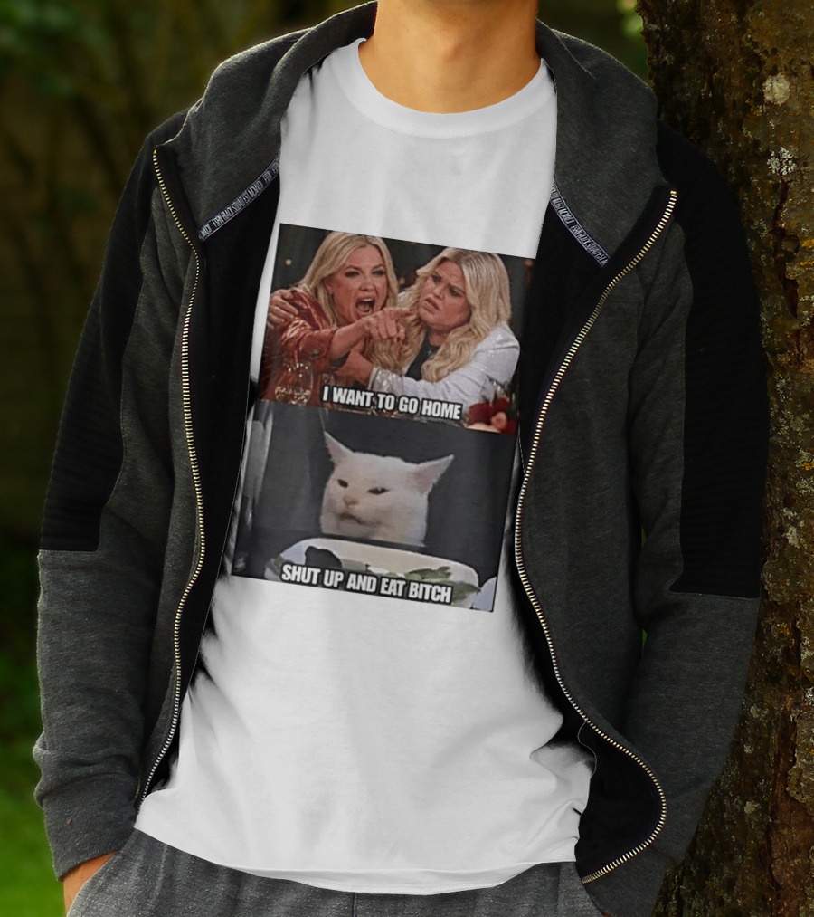 I Want To Go Home Smudge The Cat Meme Shut Up And Eat T-Shirt