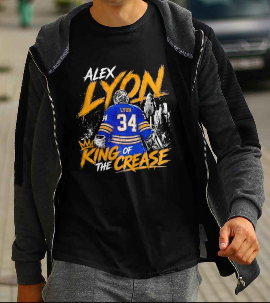 Alex Lyon 34 King Of The Crease Sabres T-Shirt