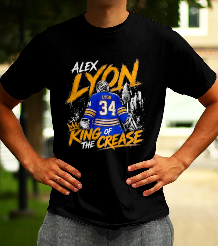 Alex Lyon 34 King Of The Crease Sabres T-Shirt