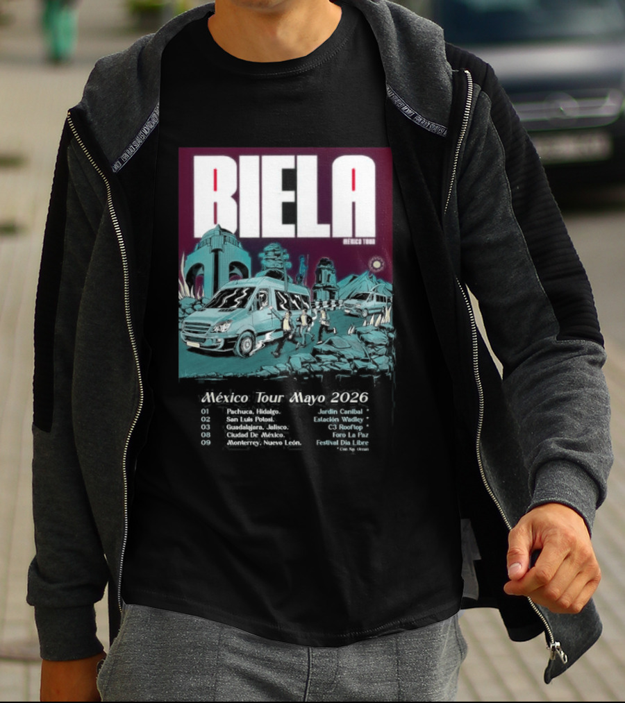 Biela Mexico Tour Mayo 2026 Monterrey Guadalajara Ciudad De Mexico T-Shirt