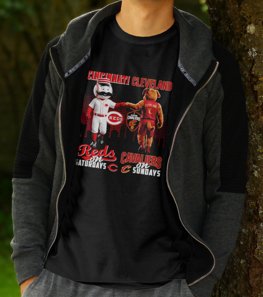 Cincinnati Reds Saturdays Vs Cleveland Cavaliers Sundays Skyline T-Shirt