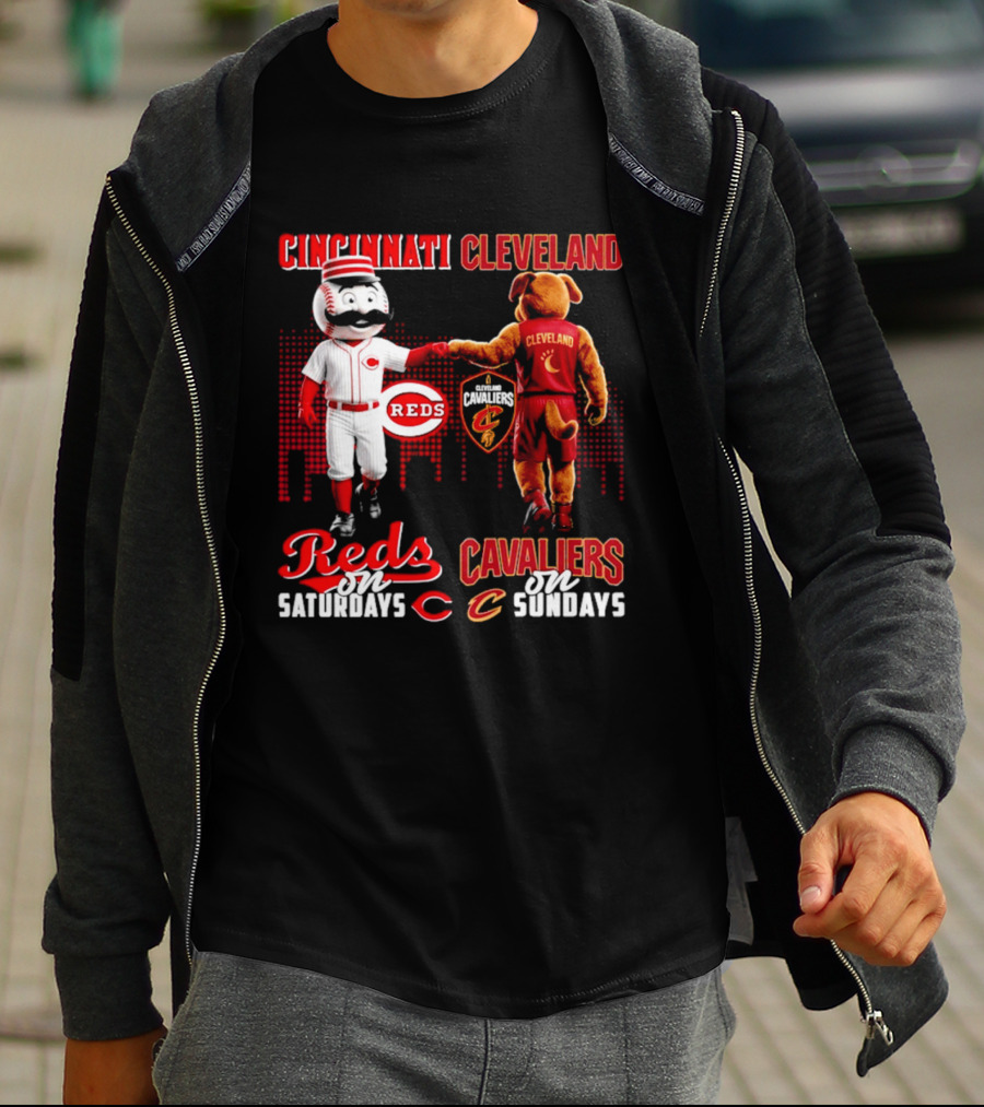 Cincinnati Reds Saturdays Vs Cleveland Cavaliers Sundays Skyline T-Shirt