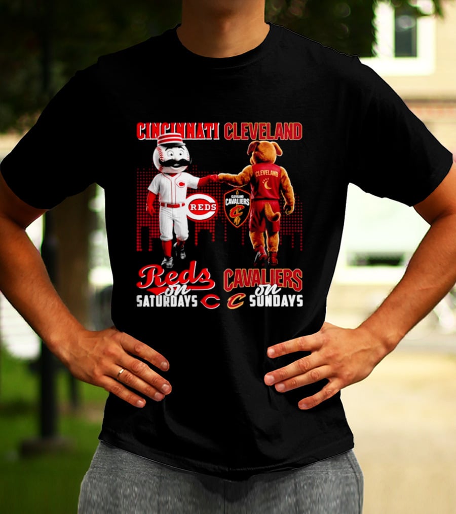 Cincinnati Reds Saturdays Vs Cleveland Cavaliers Sundays Skyline T-Shirt