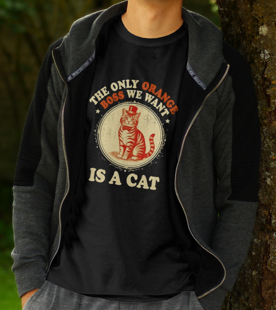 Jimmy Kimmel The Only Orange Boss We Want Is A Cat Top Hat Bow Tie Feline T-Shirt
