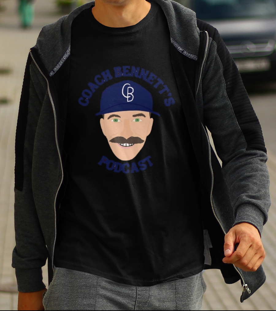 Coach Bennett's Podcast CB Hat Mustache Face T-Shirt