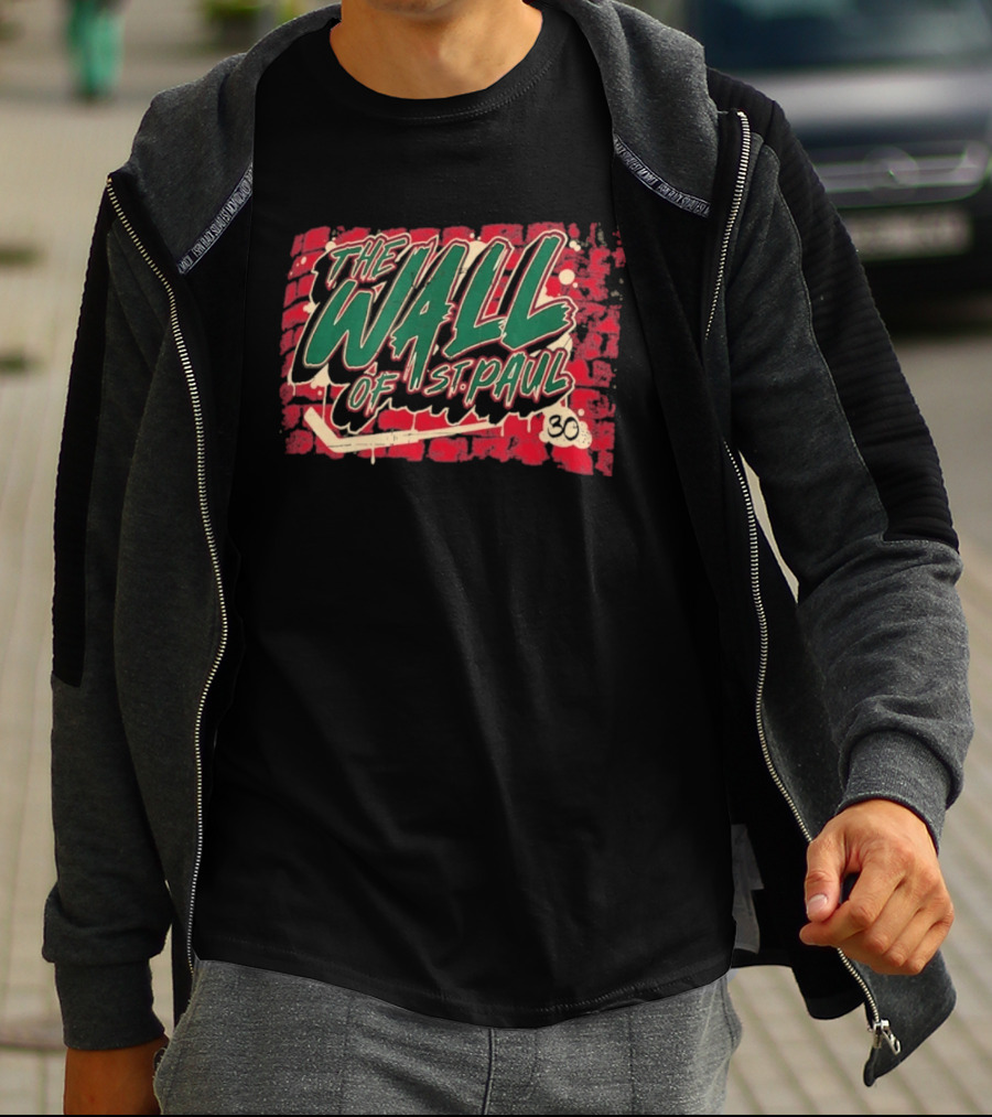 The Wall Of St. Paul Hockey Brick Design Bold Text 30 T-Shirt