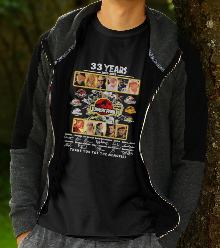 33 Years 1993 2026 Jurassic Park Thank You For The Memories Signatures T-Shirt