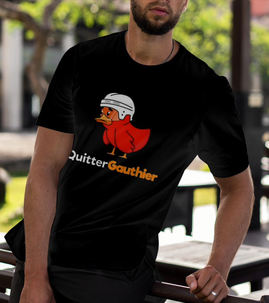 Philadelphia Flyers Quitter Gauthier 2026 NHL Hockey Controversial Helmeted Duck T-Shirt