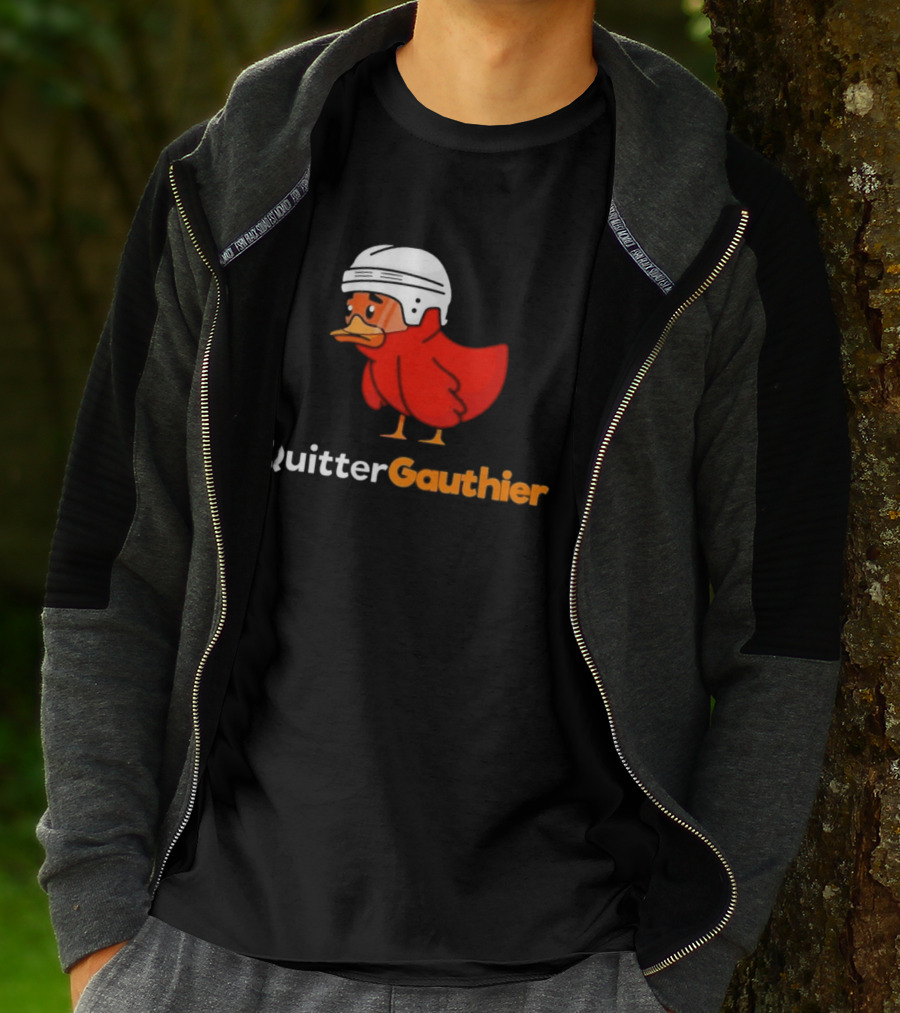 Philadelphia Flyers Quitter Gauthier 2026 NHL Hockey Controversial Helmeted Duck T-Shirt