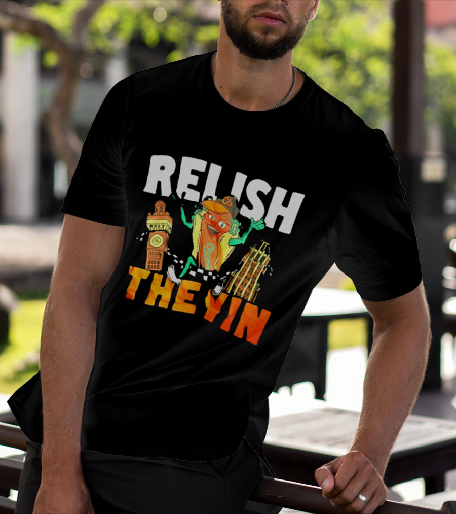 Relish The Yin Orioles Hot Dog Cartoon Baltimore 2026 T-Shirt