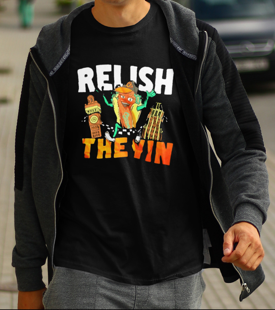 Relish The Yin Orioles Hot Dog Cartoon Baltimore 2026 T-Shirt