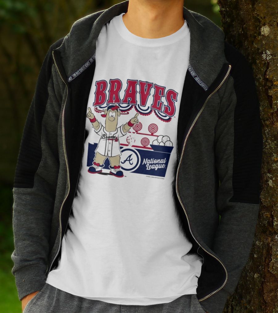 Atlanta Braves Mitchell & Ness Cream Step Back Up Cartoon Character National League T-Shirt