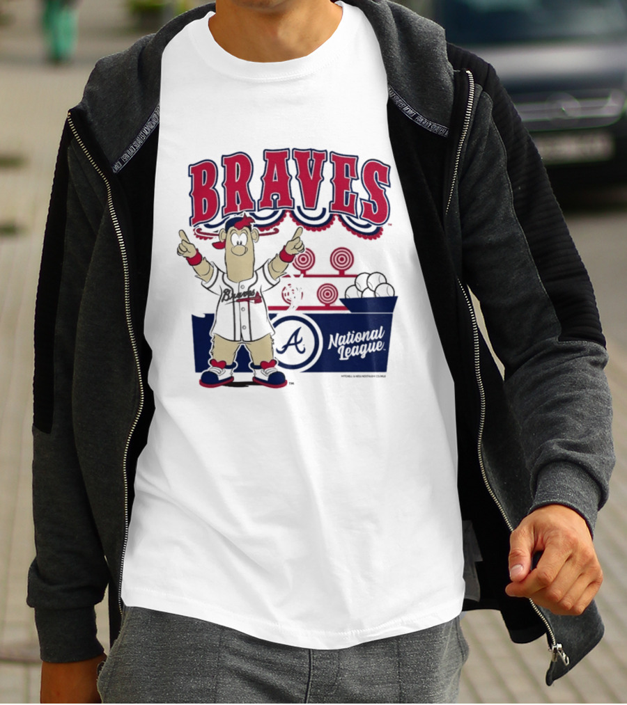 Atlanta Braves Mitchell & Ness Cream Step Back Up Cartoon Character National League T-Shirt