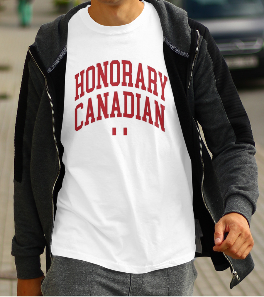 Honorary Canadian Text In Red Bold Font T-Shirt