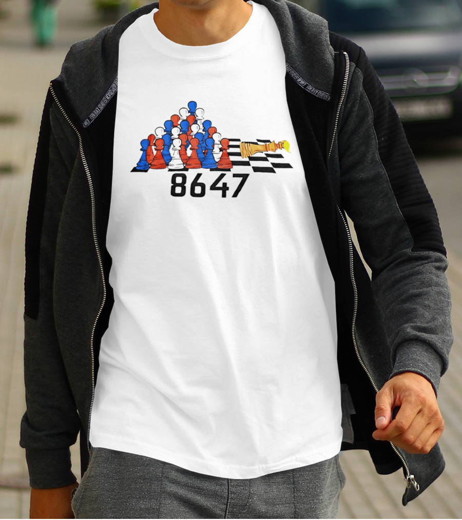 Chess 86 47 With Red And Blue Pawns On Checkered Board T-Shirt