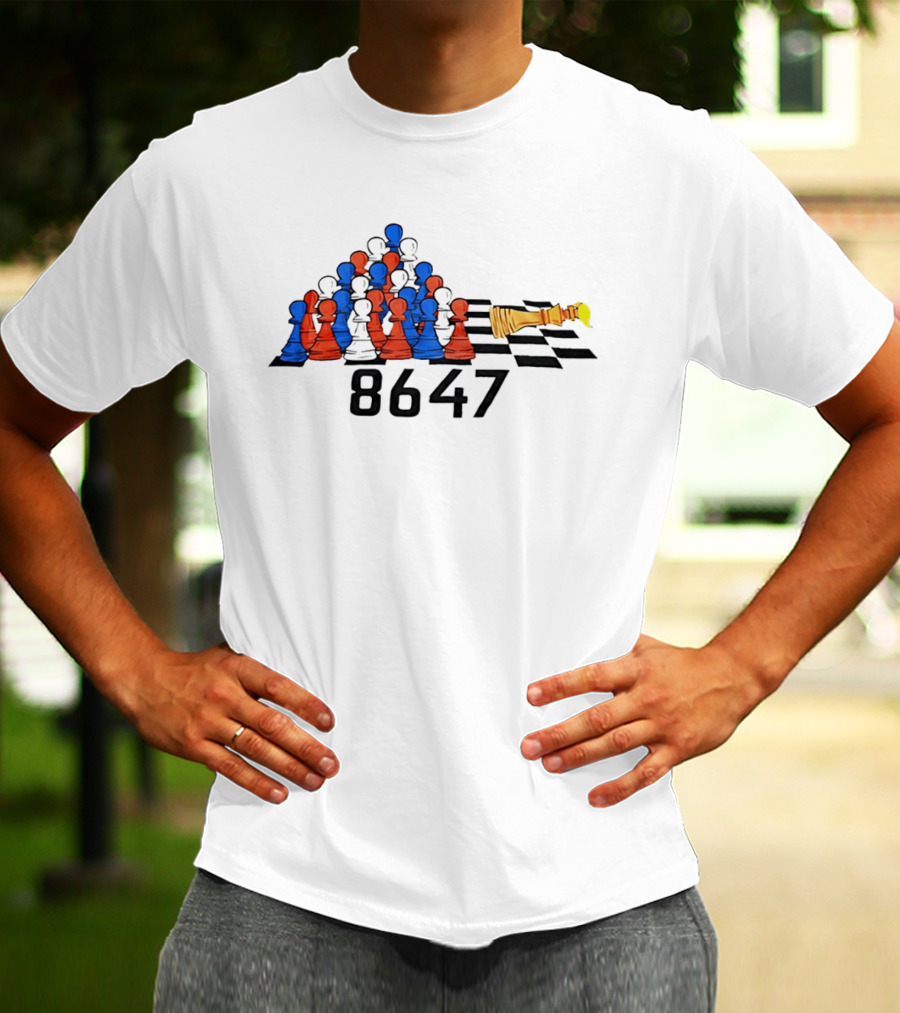 Chess 86 47 With Red And Blue Pawns On Checkered Board T-Shirt